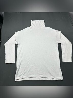 Ardene Women's Medium White Ribbed Turtleneck Sweater Relaxed Fit Side Size M